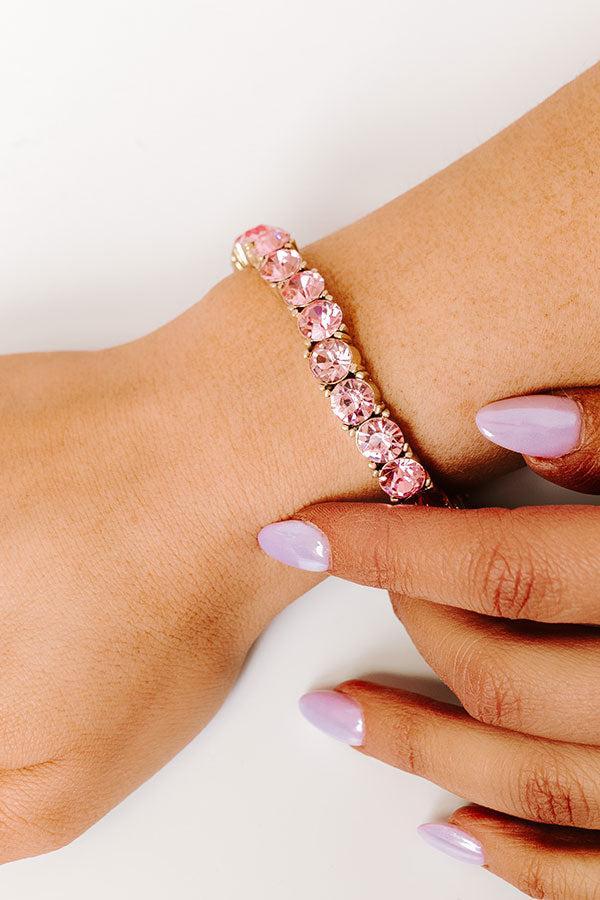 All The Sparkles Stretch Bracelet in Pink Product Image