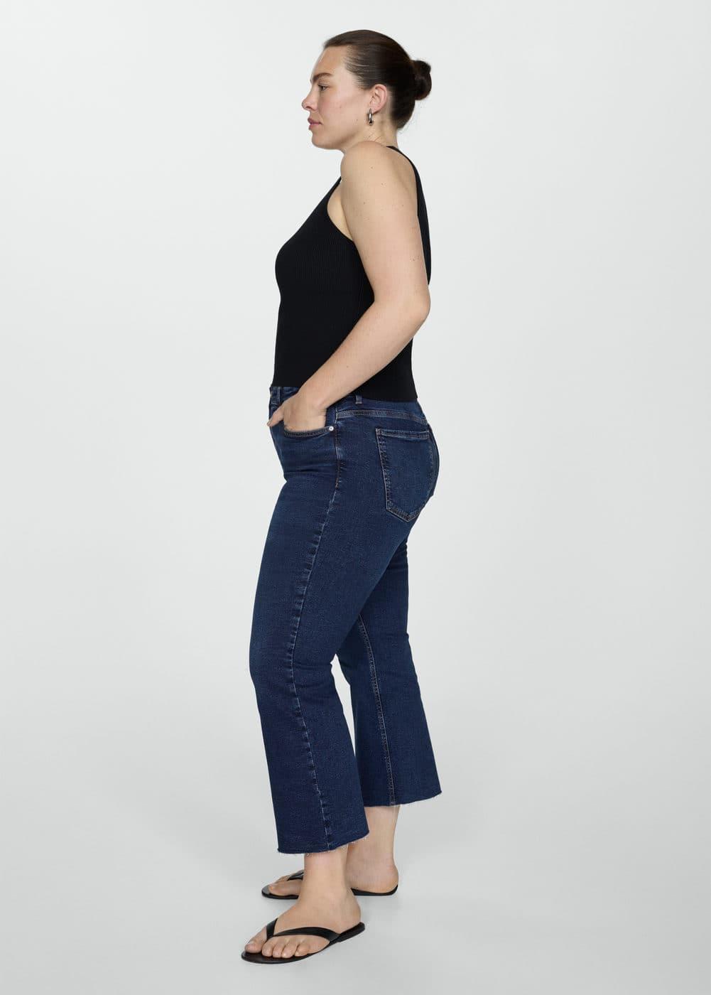 Mango Womens Crop Flared Jeans Product Image