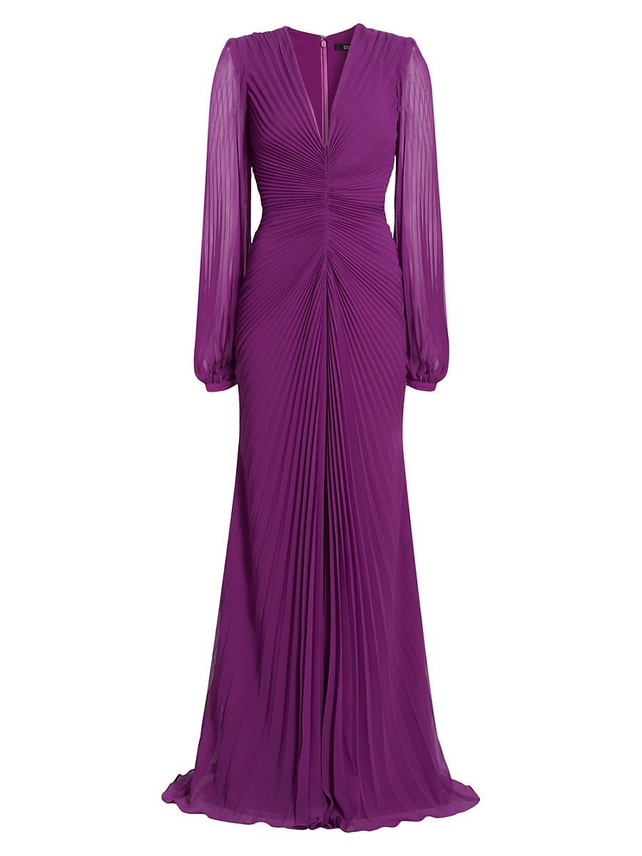 Womens Pleated V-Neck Gown Product Image