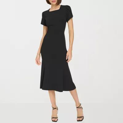 Marc New York Womens Short Sleeve Midi Fit + Flare Dress Product Image