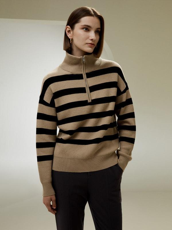 Collared Quarter-Zip Wool Sweater Product Image