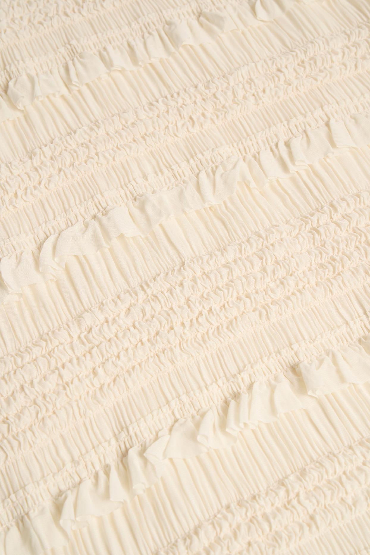 Ruffled Tie-Front Crop Top in Ivory Product Image