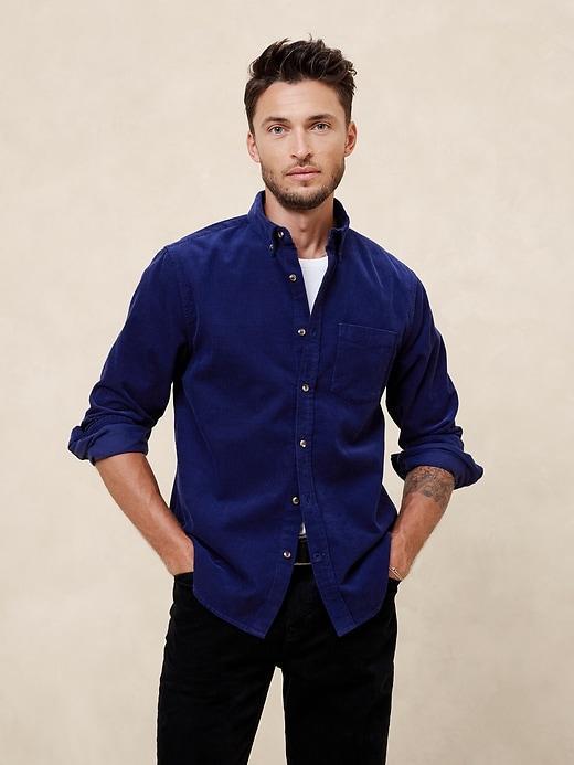 Slim Textured Corduroy Shirt Product Image