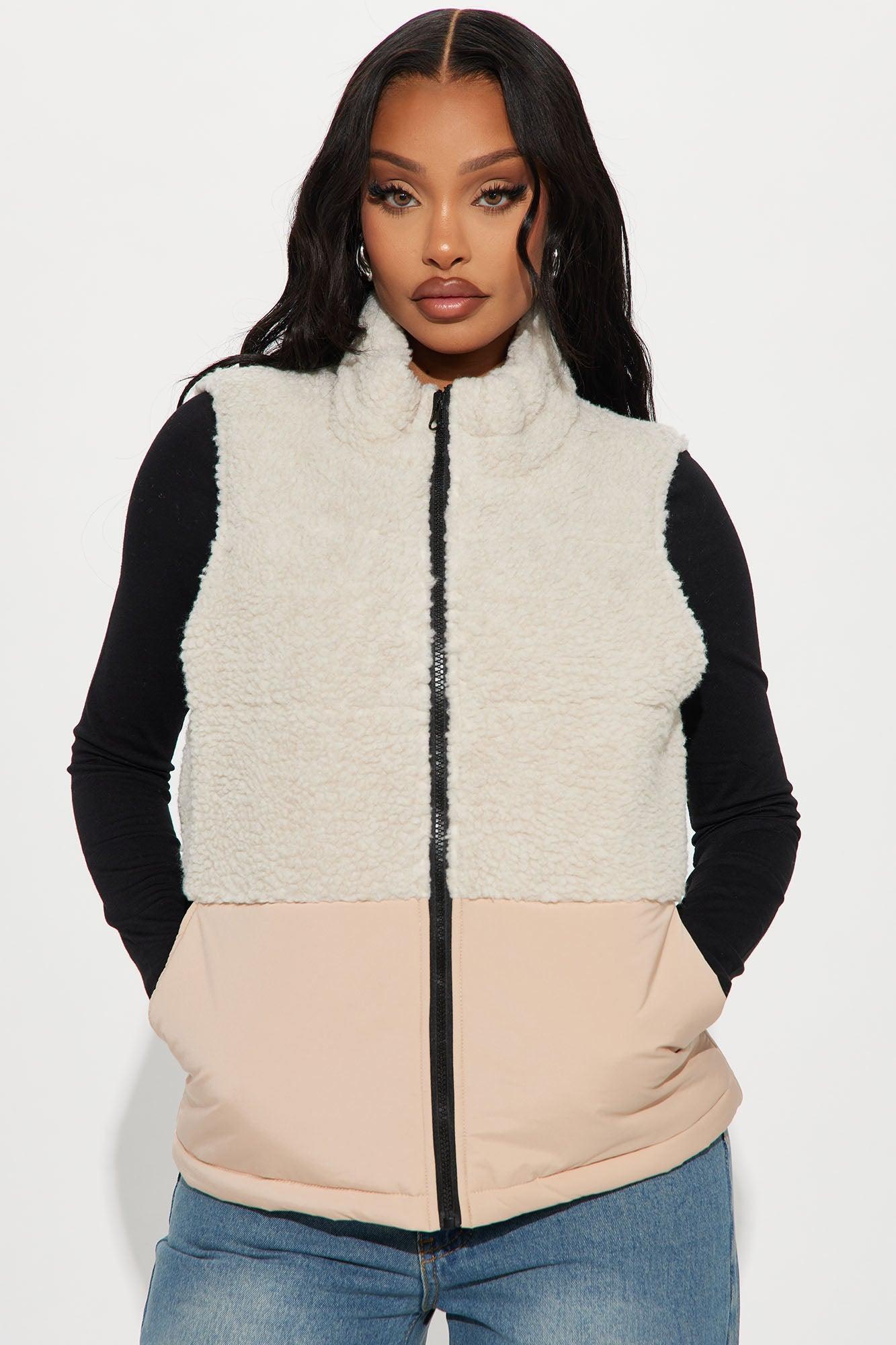 Find Me In The Clouds Sherpa Vest - Tan Female Product Image