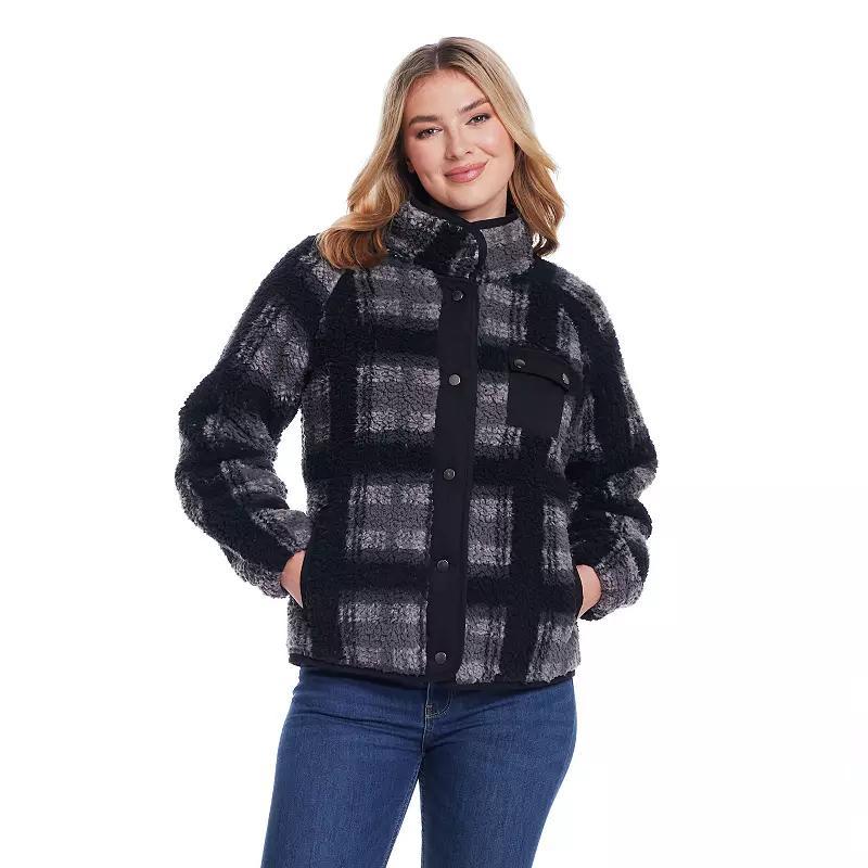 Womens Weathercast Snap Front Bonded Sherpa Fleece Jacket Product Image