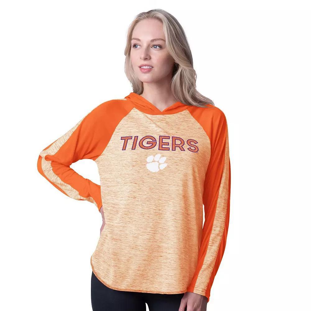 Women's G-III 4Her by Carl Banks Orange Clemson Tigers Underdog Bling Raglan Long Sleeve Hoodie T-Shirt, Size: XXL Product Image