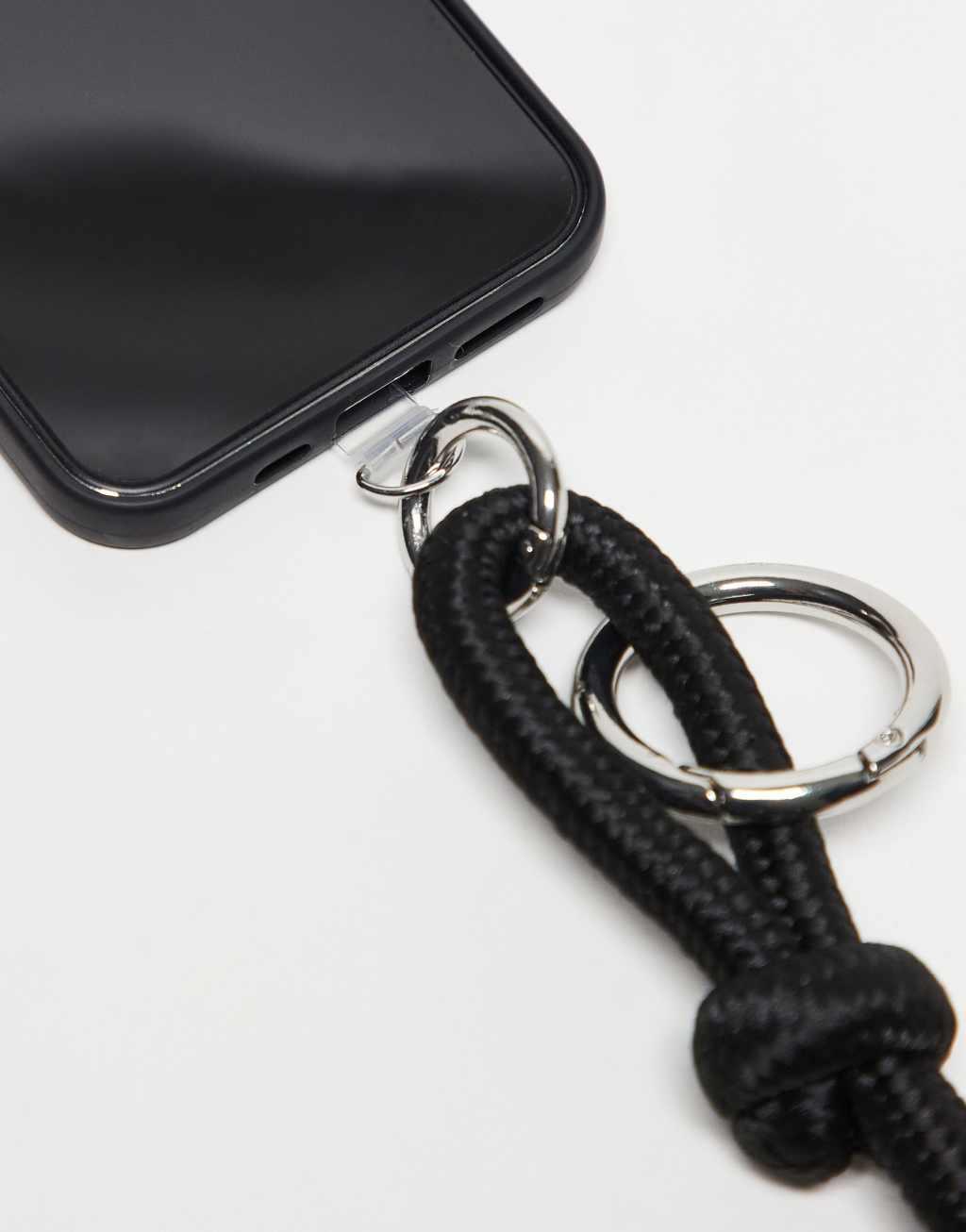 ASOS DESIGN cord cross body phone holder in black Product Image