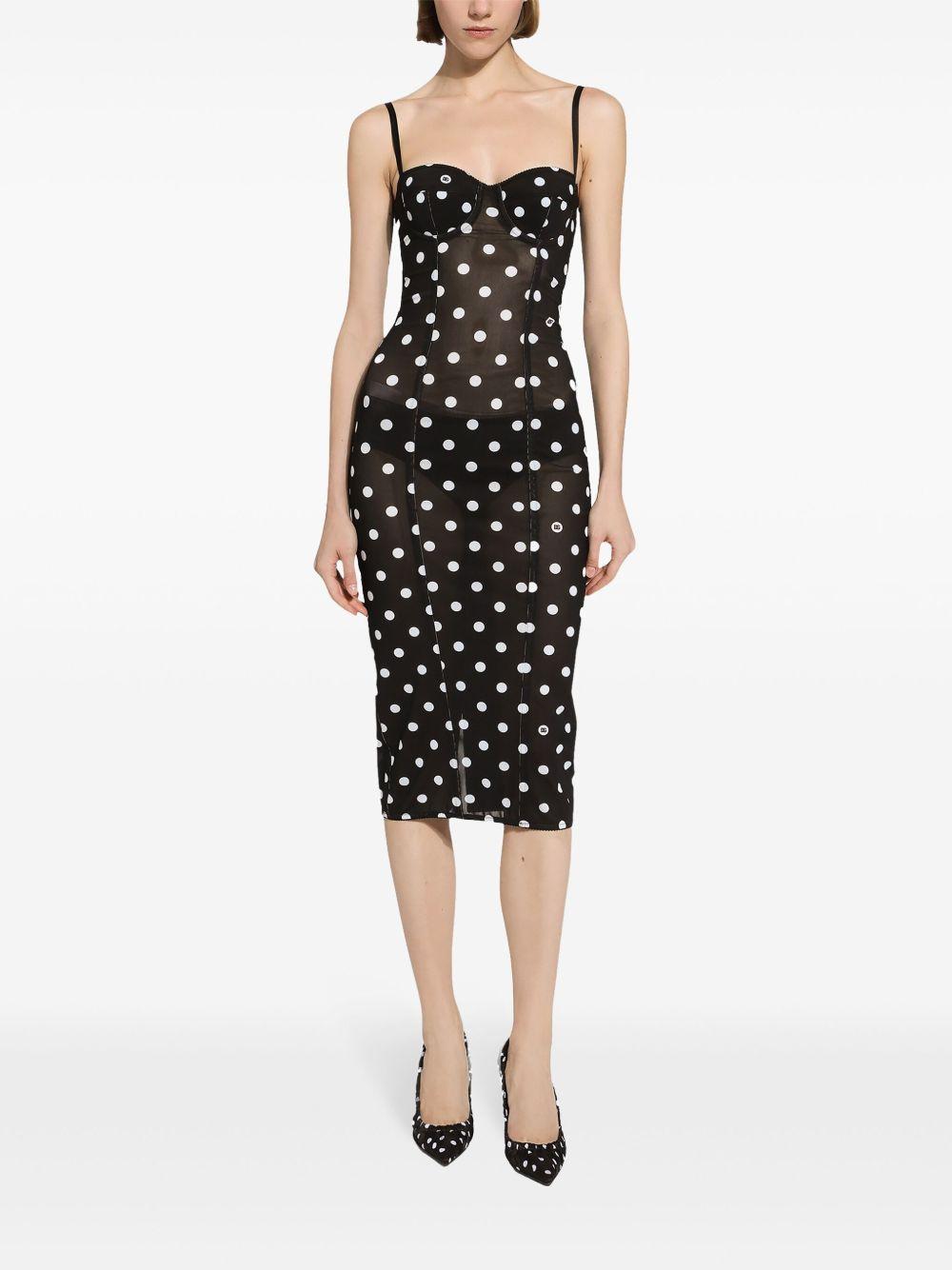 polka-dot corset midi dress Product Image