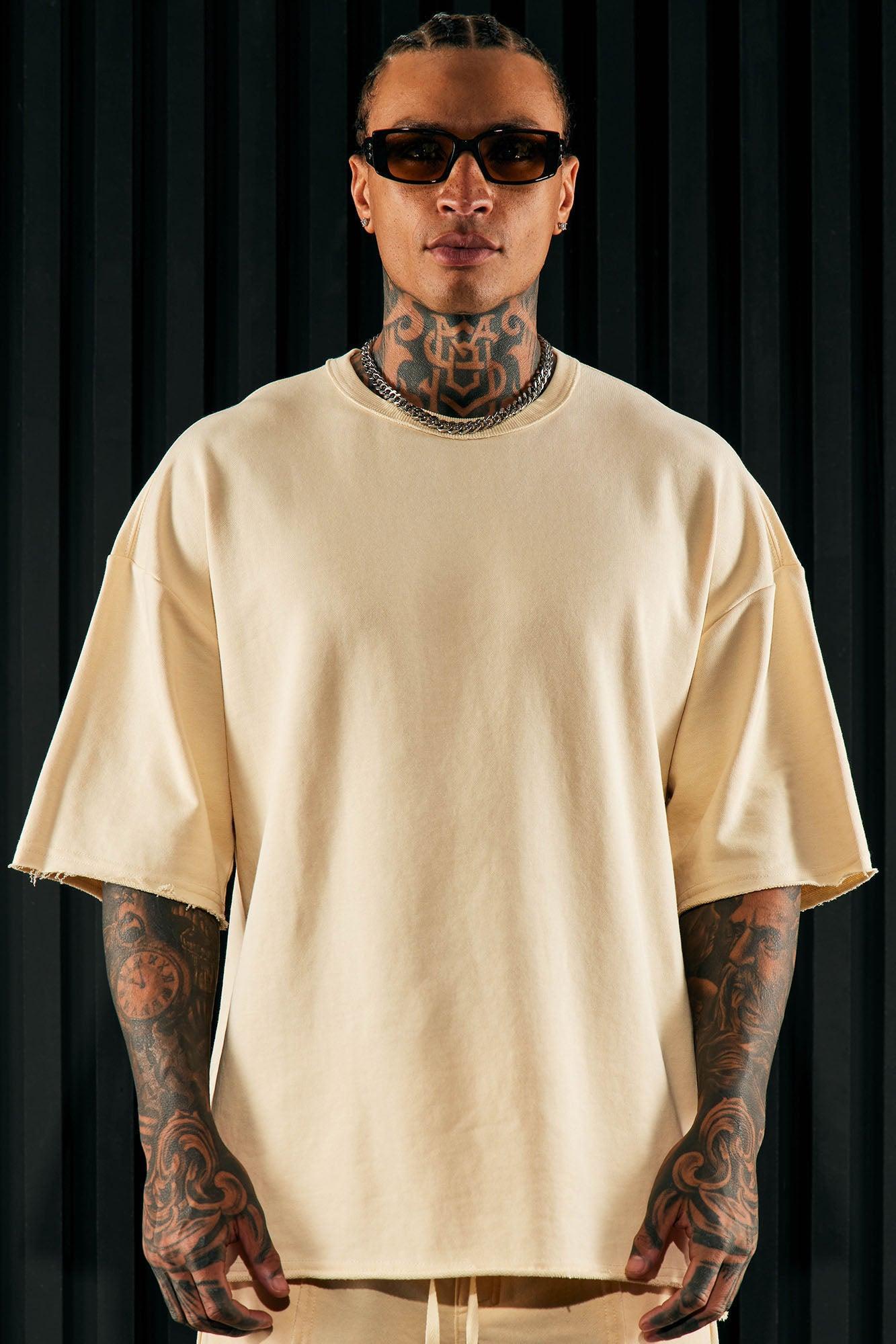 I Like How It Looks Oversized Terry Short Sleeve Tee - Cream Product Image