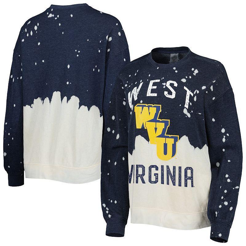 Womens Gameday Couture Navy West Virginia Mountaineers Twice As Nice Faded Dip-Dye Pullover Sweatshirt Product Image