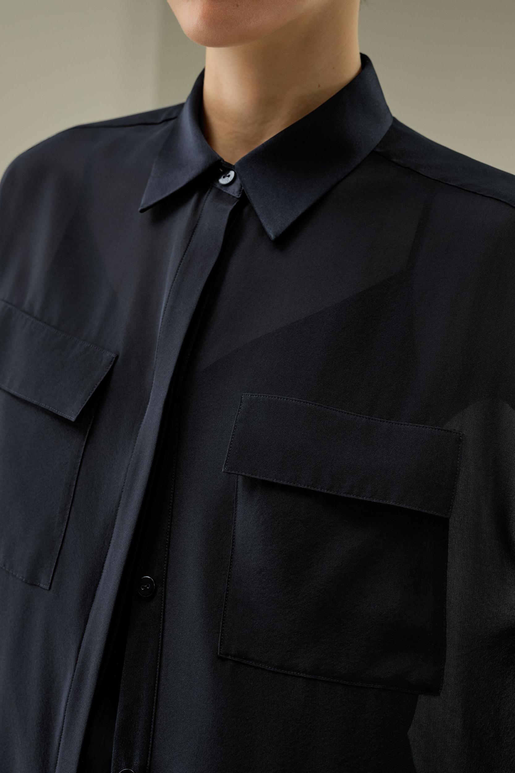 Semi-Sheer Silk Chiffon Blouse Product Image