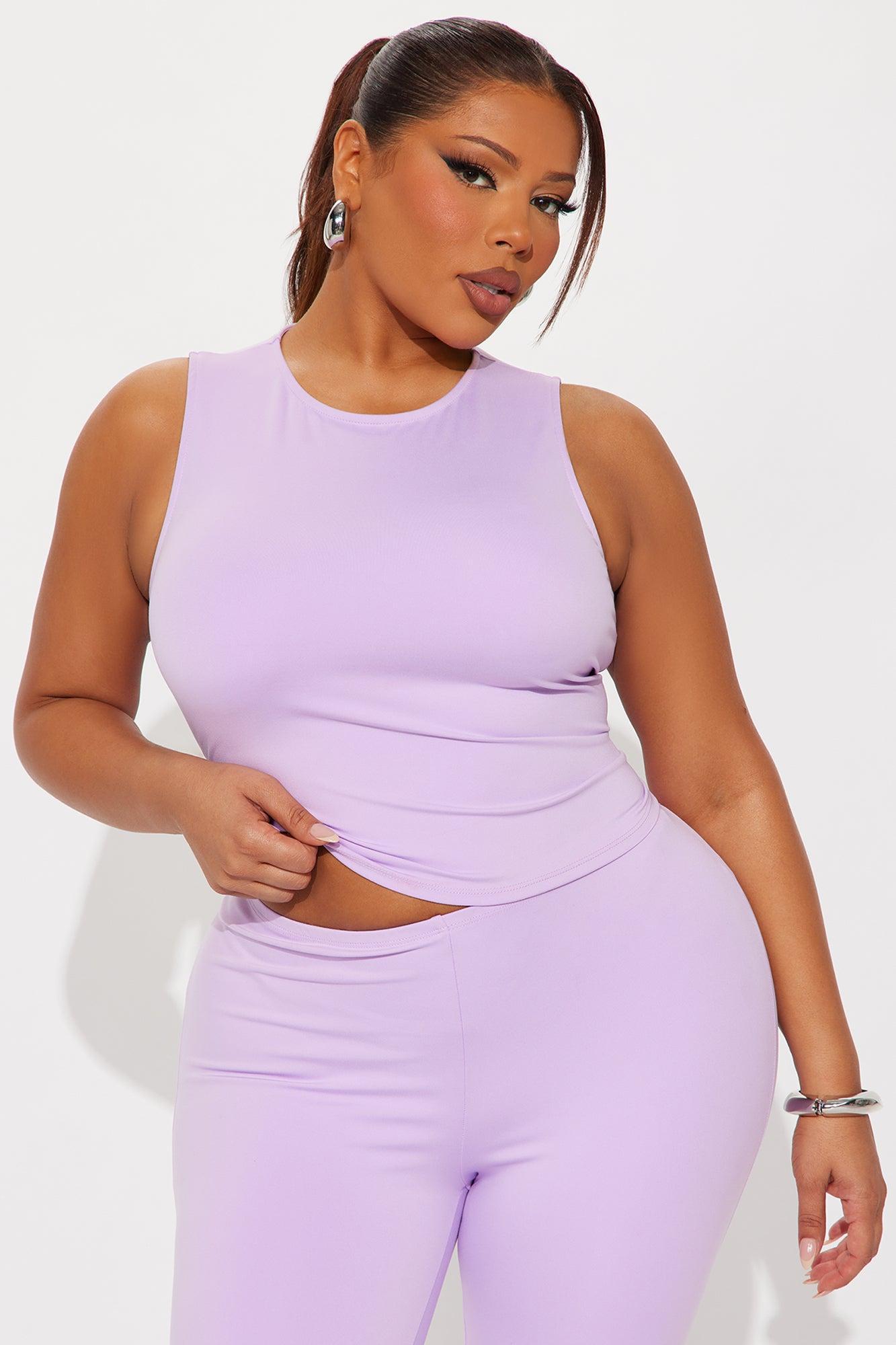 All Day Sleek Matte Tricot Capri Set - Lavender Female Product Image