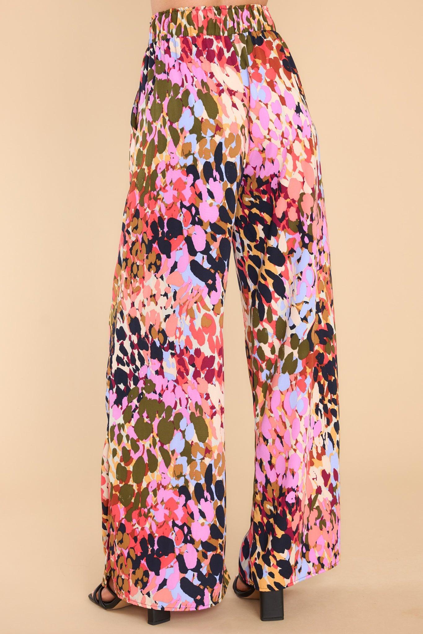 Crazy For You Pink Multi Print Pants Product Image