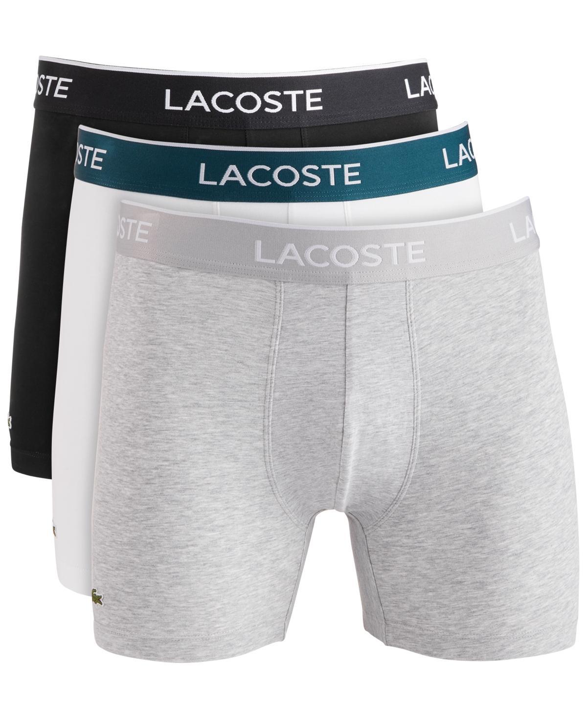 Lacoste Cotton Stretch Logo Waistband Long Boxer Briefs, Pack of 3 Product Image