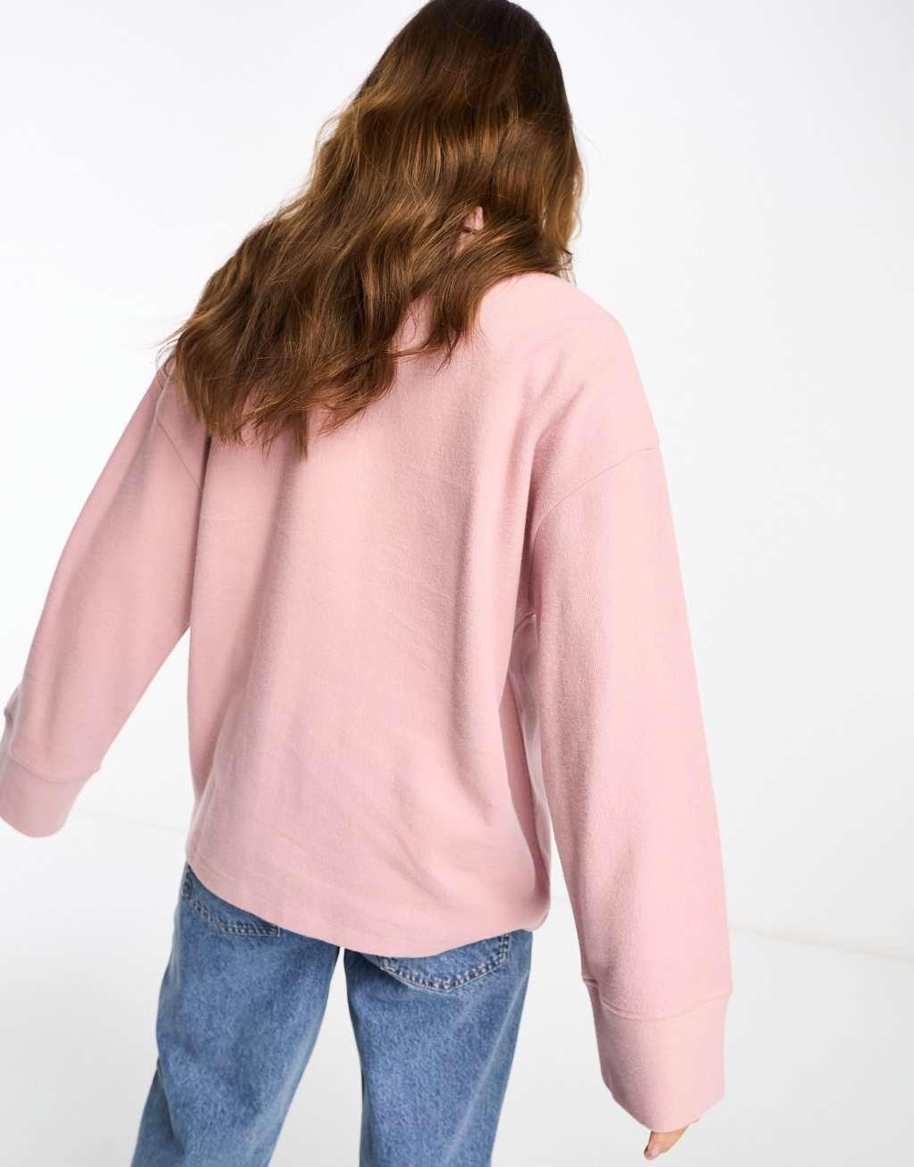 ASOS DESIGN super-soft oversized half zip sweater in dusty pink Product Image