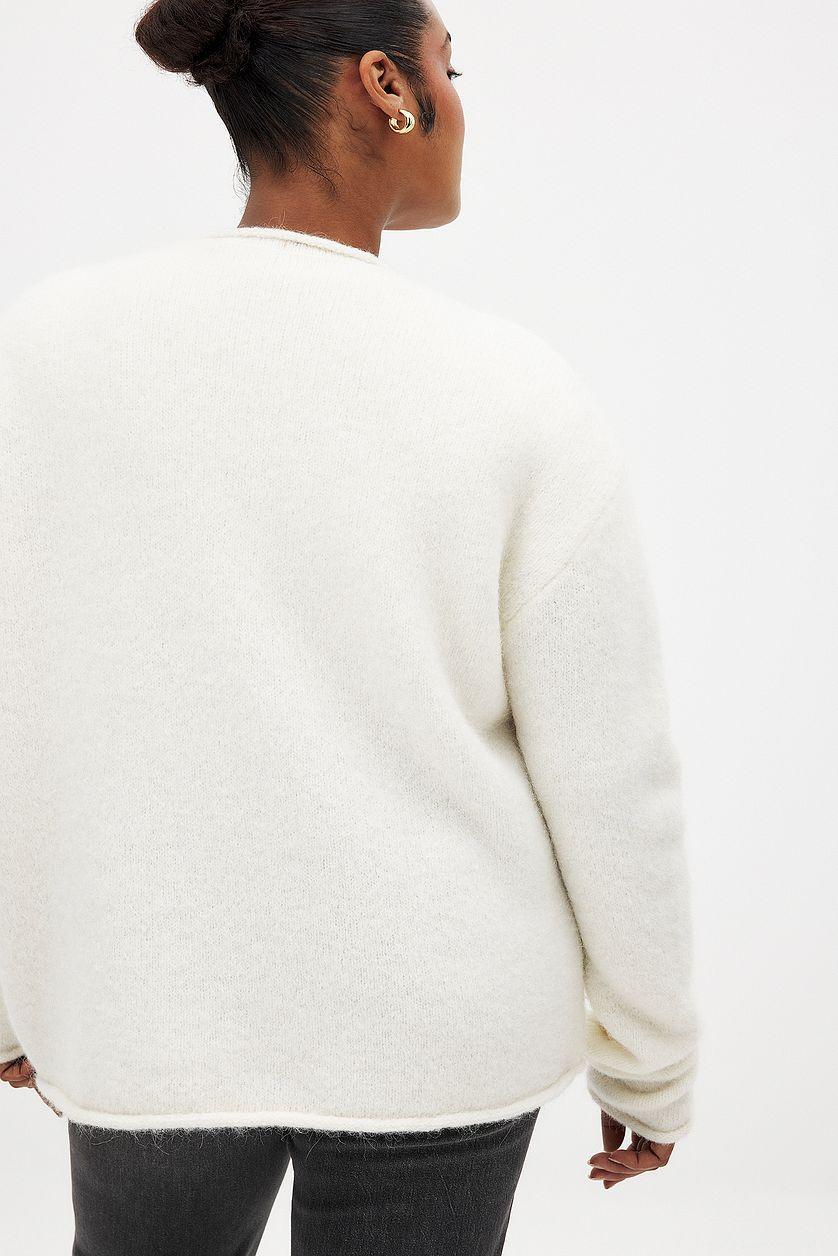 Knitted Deep V-neck Wool Blend Sweater Product Image