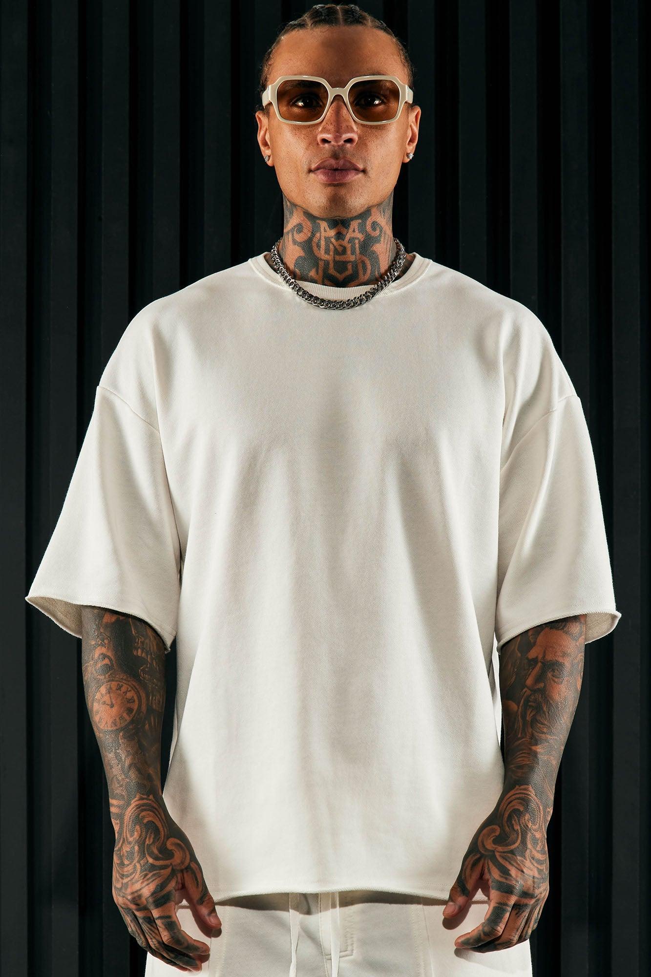 I Like How It Looks Oversized Terry Short Sleeve Tee - White Product Image