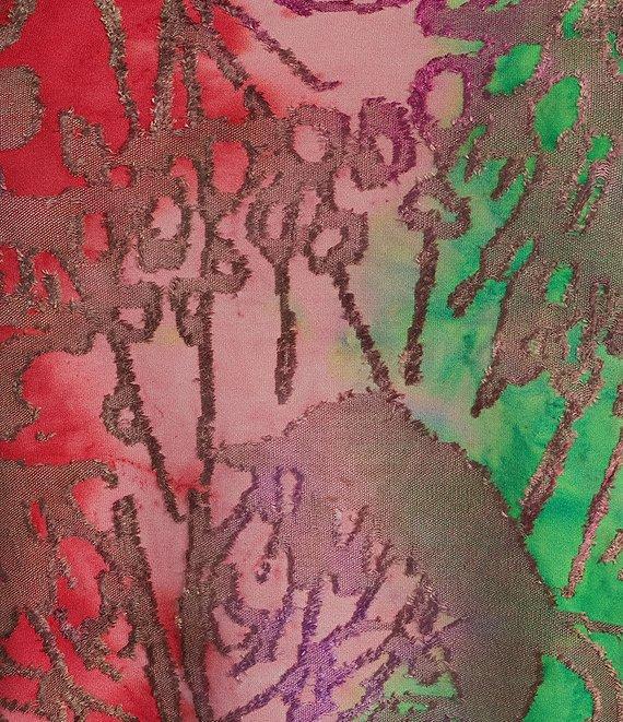 Calessa Plus Size Burnout Tie-Dye Crew Neck Bracelet Sleeve Asymmetric Hem Tunic Product Image