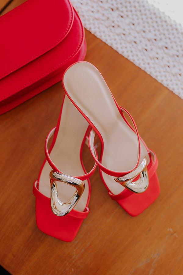 The Stella Faux Leather Heel in Red Product Image