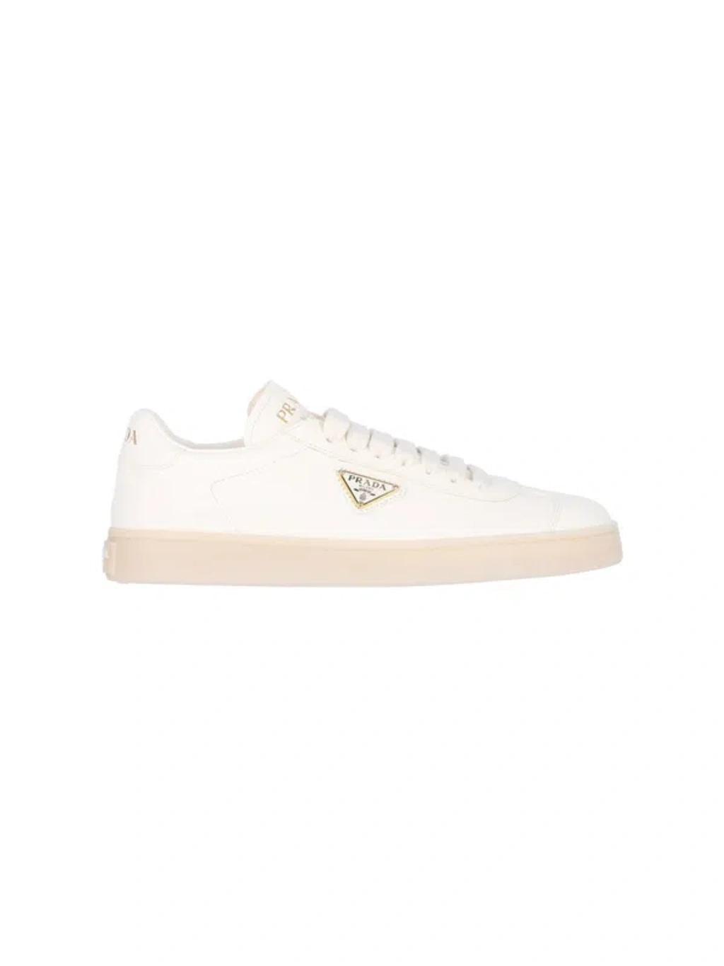 PRADA Leather Low-top Sneakers In White Product Image