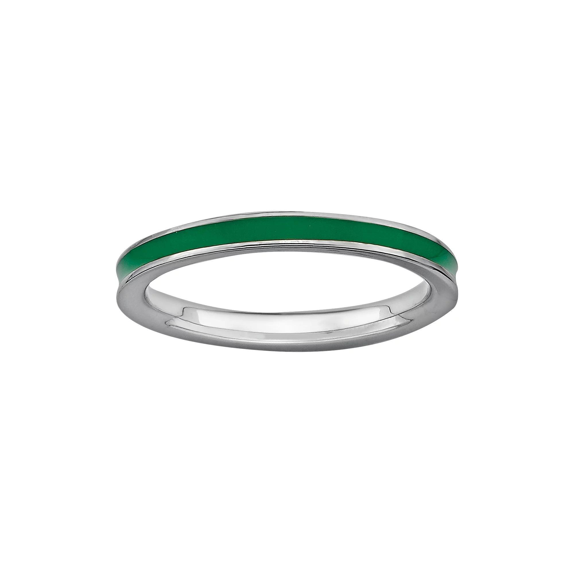 Stacks & Stones Sterling Silver Green Enamel Stack Ring, Women's, Size: 7 Product Image