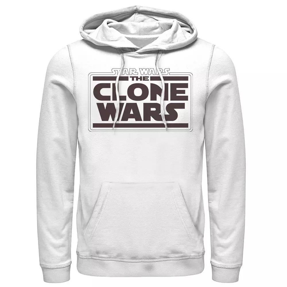 Men's Star Wars: The Clone Wars Logo Stack Hoodie, Size: XXL, White Product Image