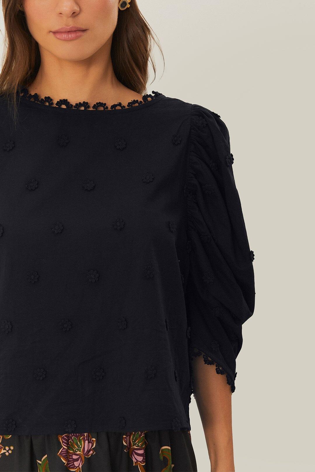 Black 3D Flowers Blouse, BLACK / M Product Image