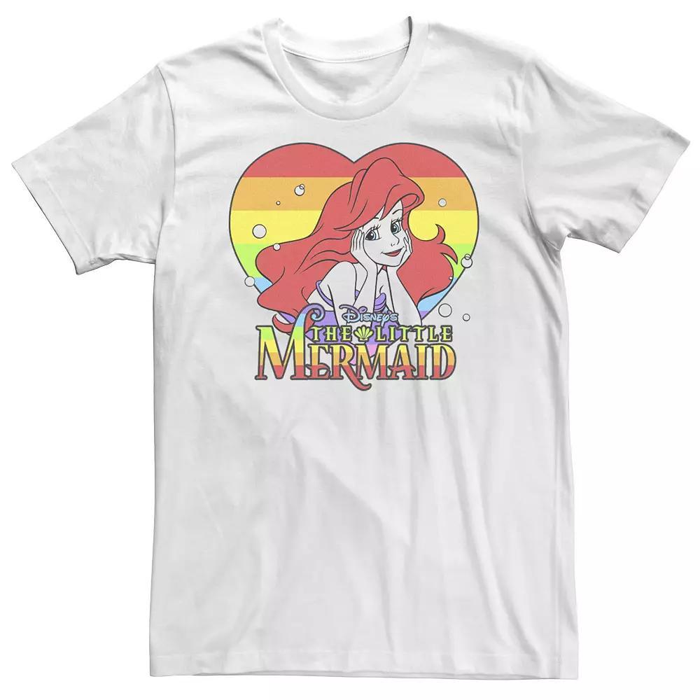 Big & Tall Disney The Little Mermaid Ariel Rainbow Striped Heart Portrait Tee, Men's,  Product Image