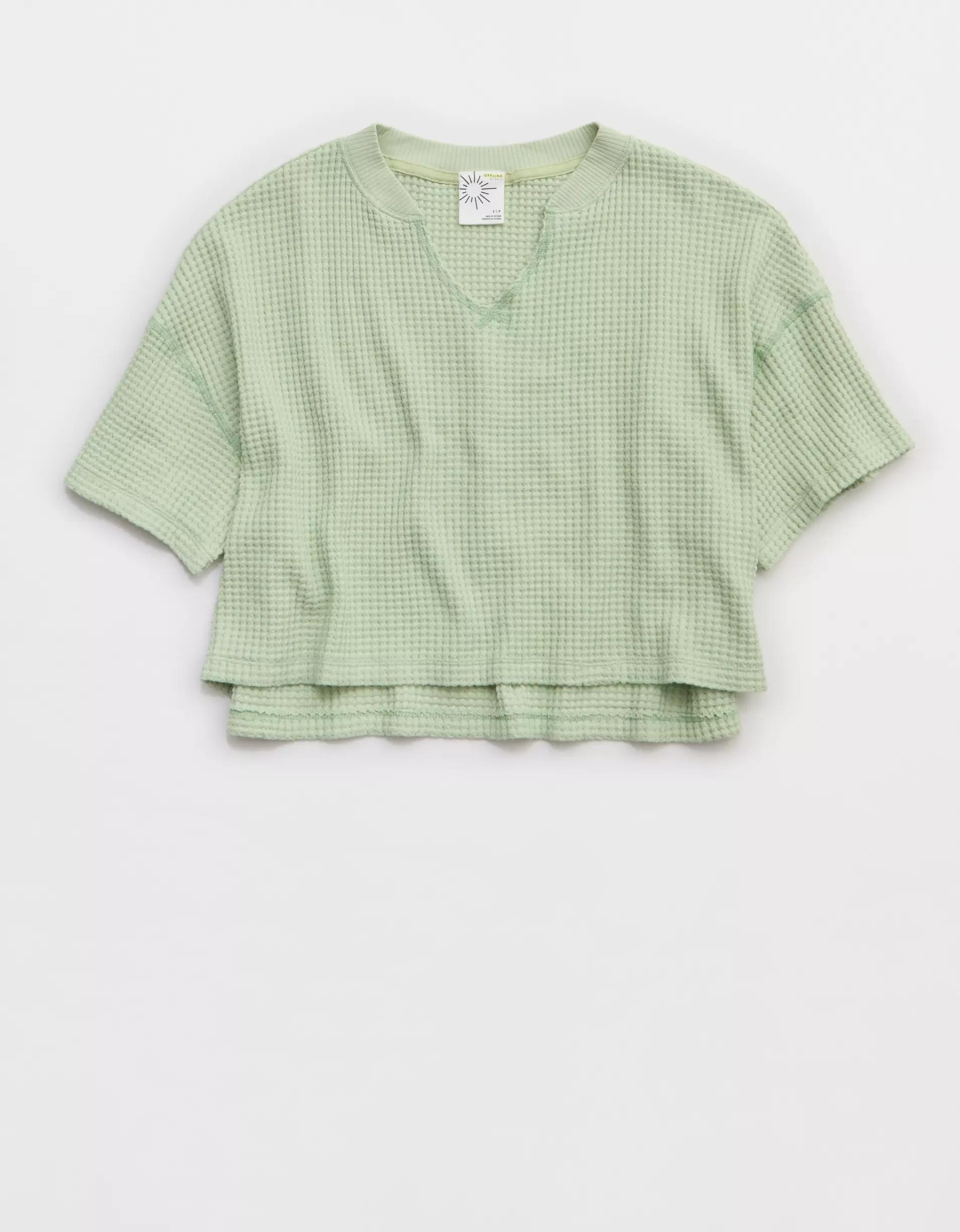 OFFLINE By Aerie Wow! Waffle Notch Neck T-Shirt Product Image