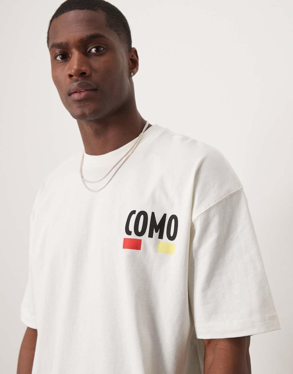 ASOS DESIGN oversized t-shirt with scenic graphic in cream Product Image