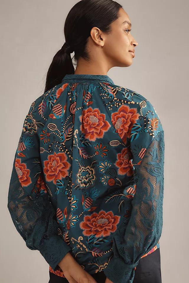 Farm Rio Long-Sleeve High-Neck Peasant Blouse Product Image