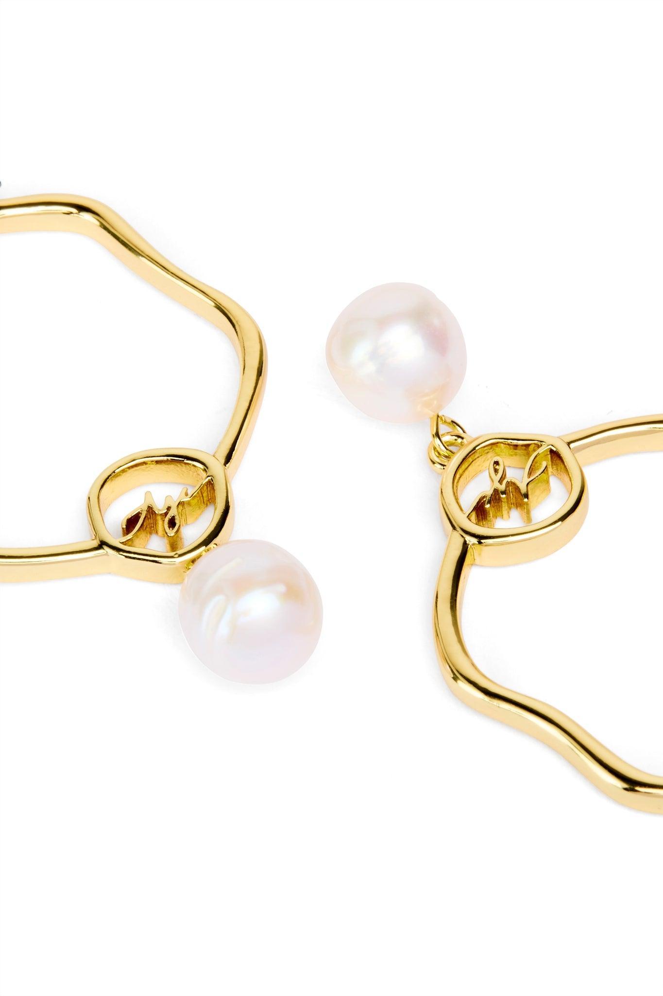 Fleur Pearl Drop Hoop Earring Product Image