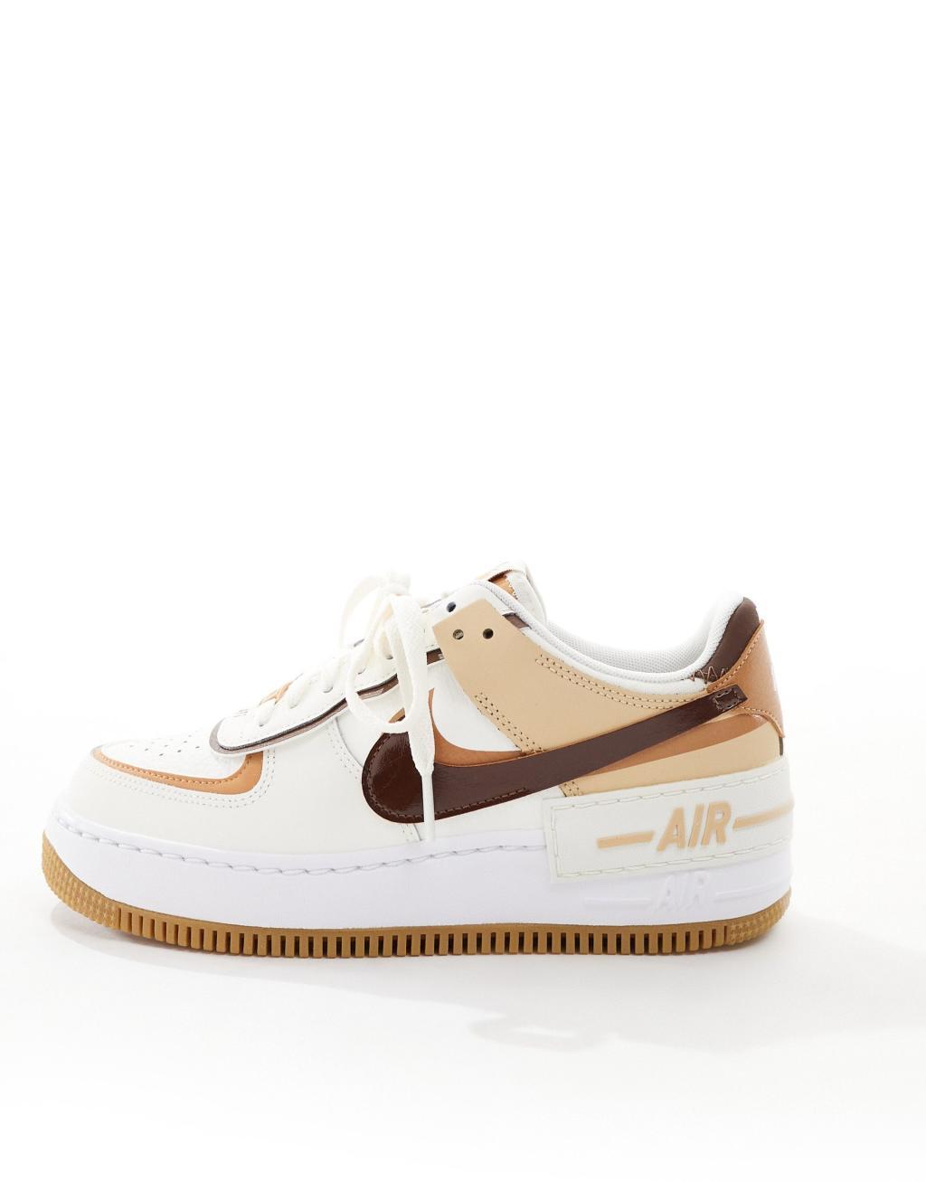 Nike Air Force 1 Shadow sneakers in off-white and brown Product Image