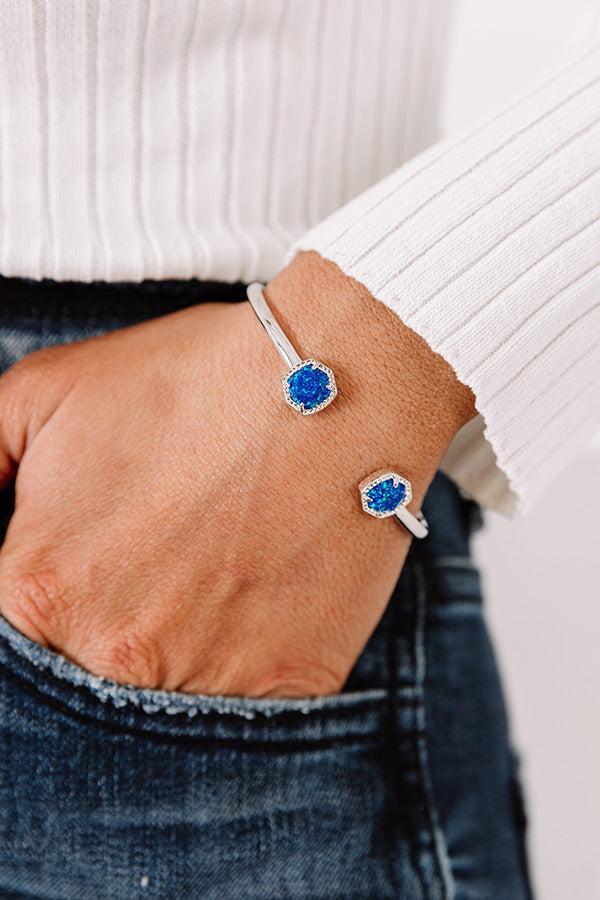 Kendra Scott Davie Silver Cuff Bracelet in Royal Blue Kyocera Opal Product Image