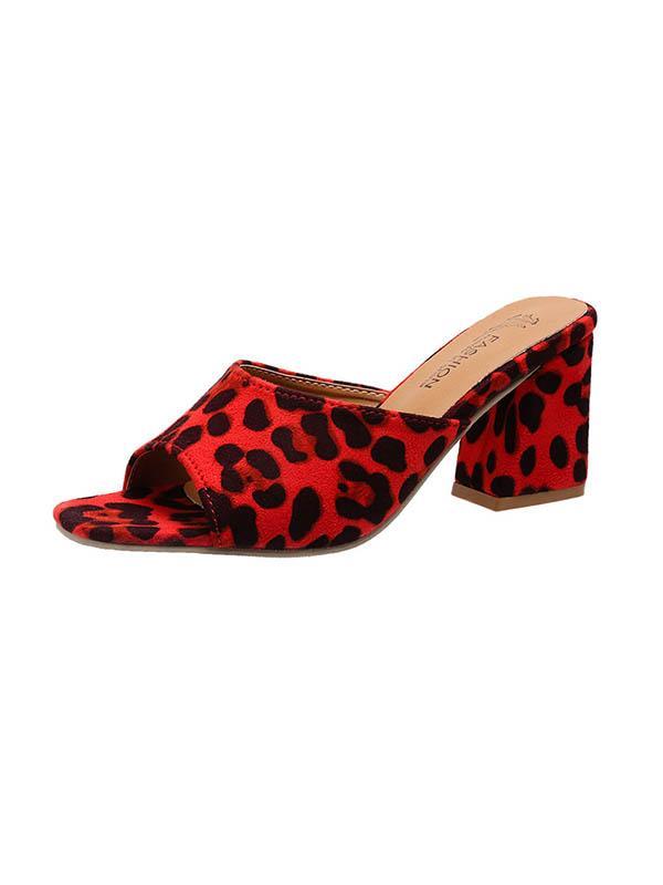 Leopard Open Toe Pumps Sandals Slippers Product Image