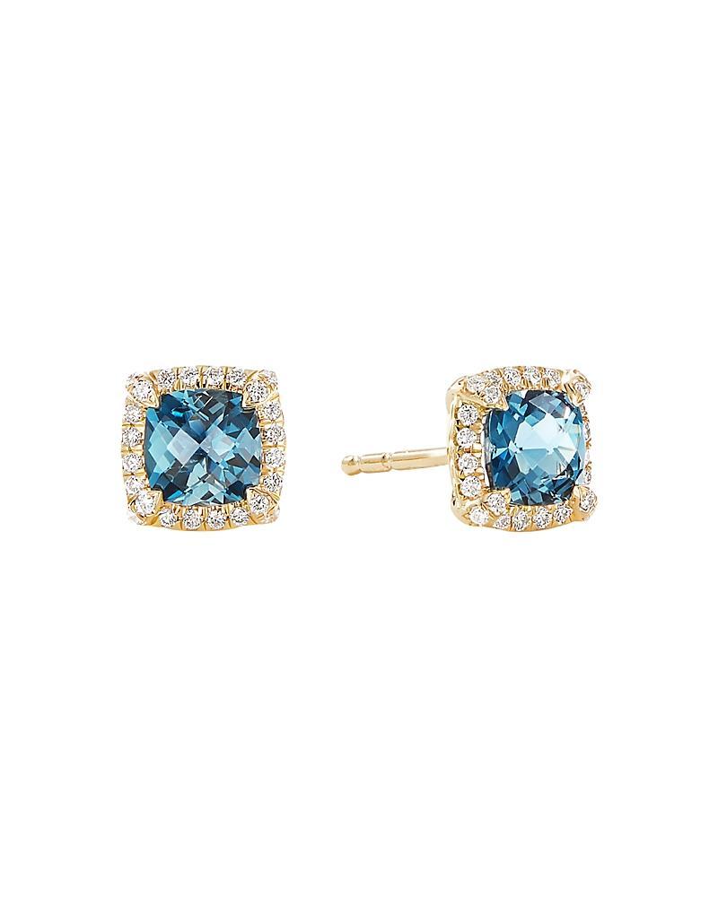 Womens Petite Chatelaine Pav Bezel Stud Earrings in 18K Yellow Gold Product Image