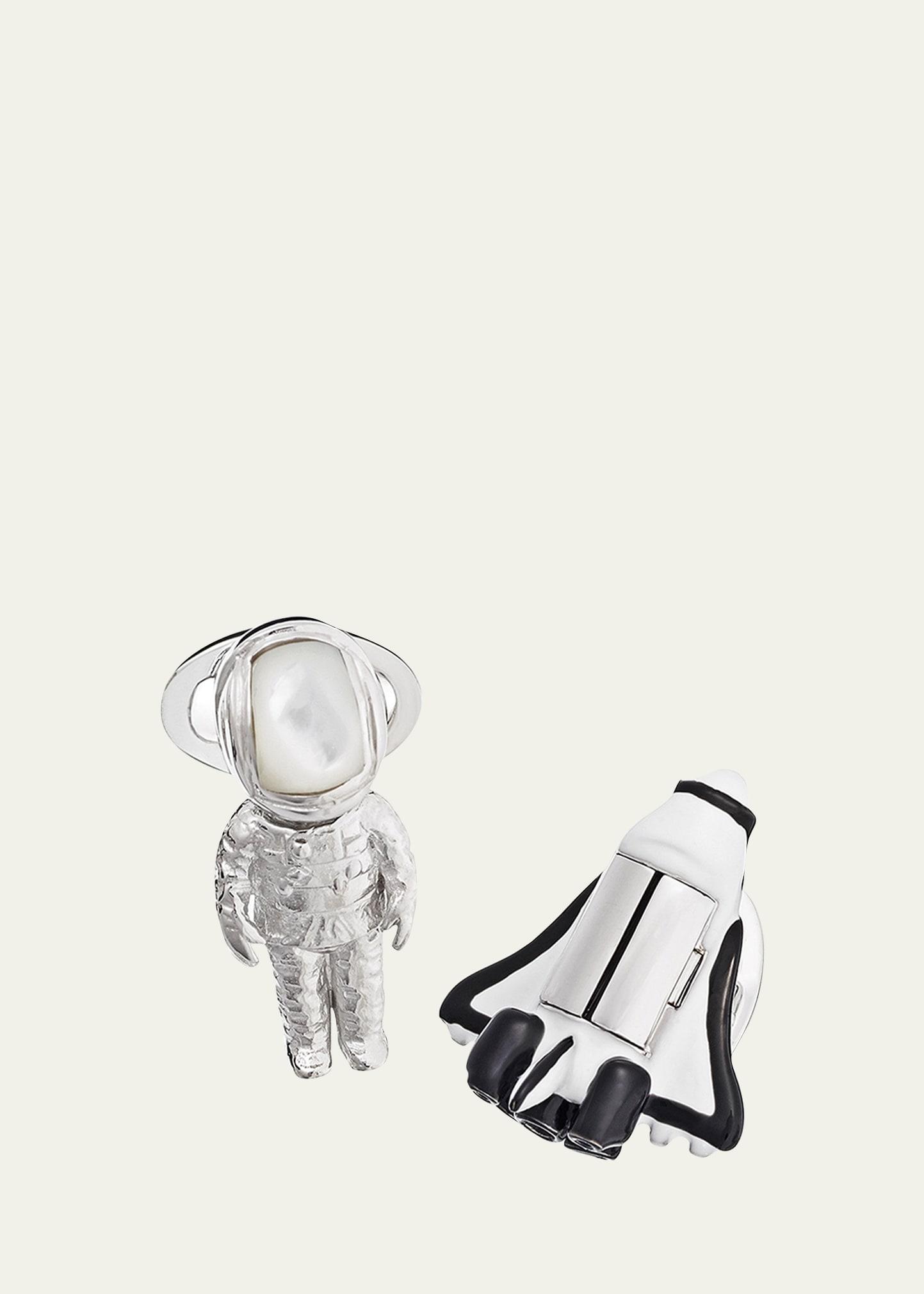 Mens Shuttle & Astronaut Sterling Silver/Gemstone Cufflinks Product Image