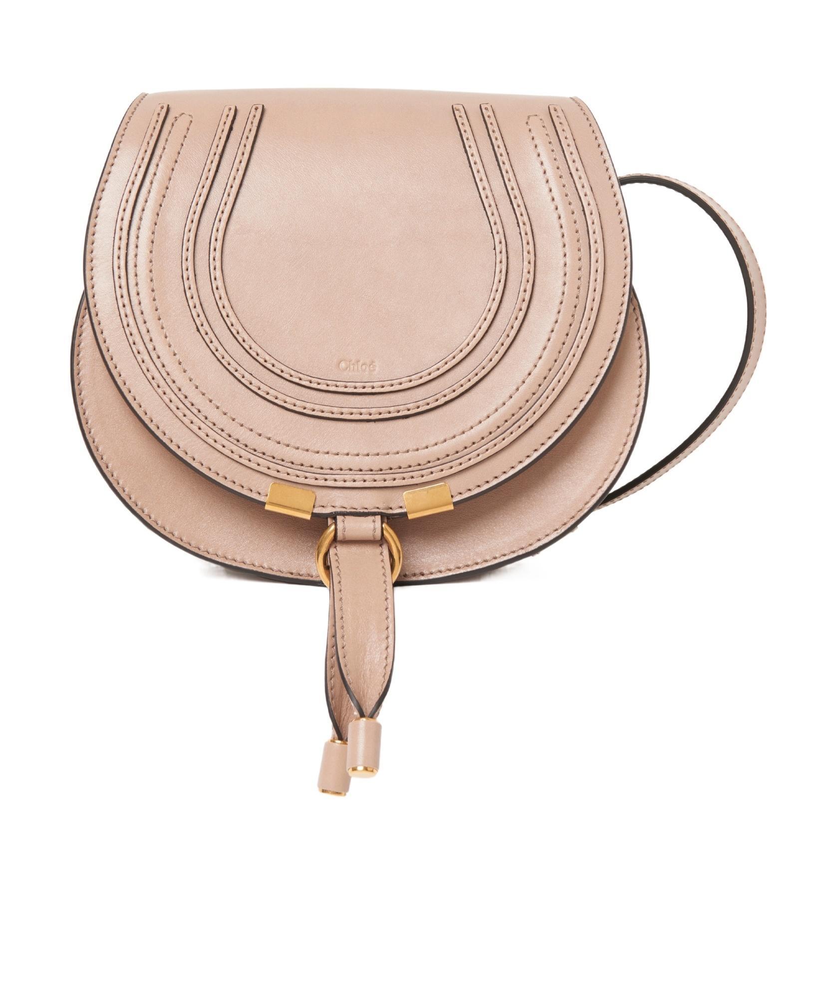 CHLOÉ Petit Sac Porté Épaule Marcie En Cuir Grainé Femme Rose Taille Onesize 100% Cuir De Veau In Brown Product Image