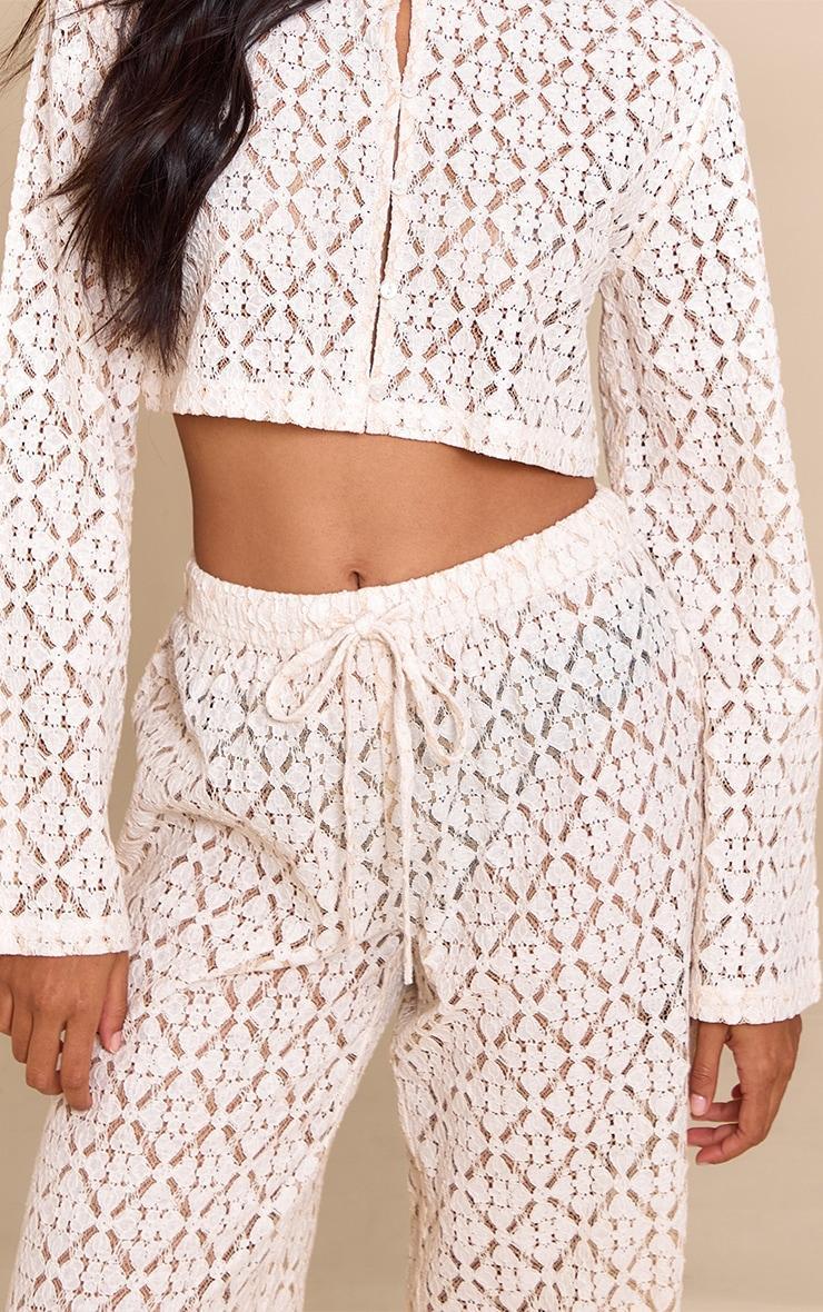  Cream Lace Straight Leg Pants Product Image