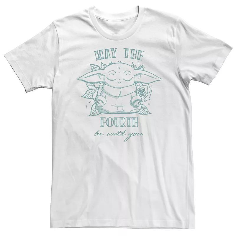 Big & Tall Star Wars: The Mandalorian The Child "May The Fourth Be With You" Line Art Tee, Men's, Size: 3XL Tall, White Product Image