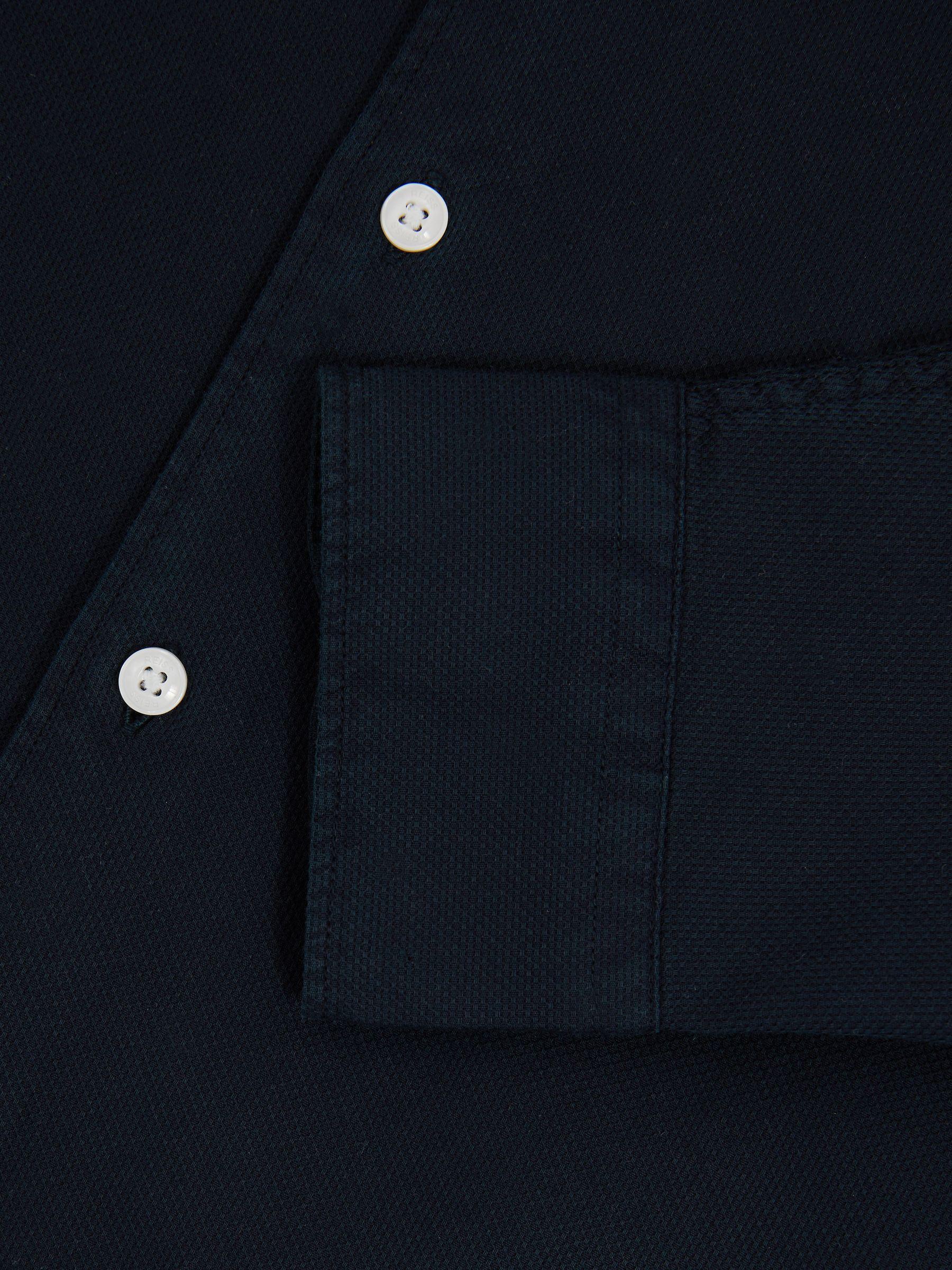 Textured Garment Dyed Button-Through Shirt in Indigo Blue Product Image