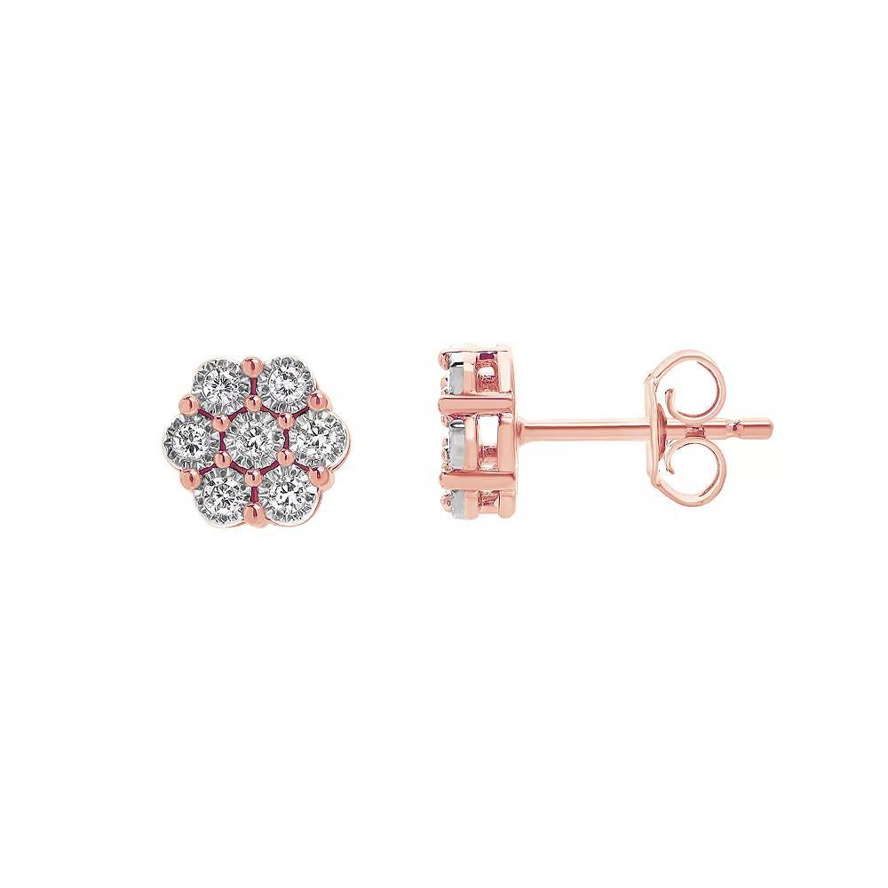 Diamond Brilliance Sterling Silver 1/4 Carat T.W. Lab-Created Diamond Stud Earrings, Women's, Pink Tone Product Image