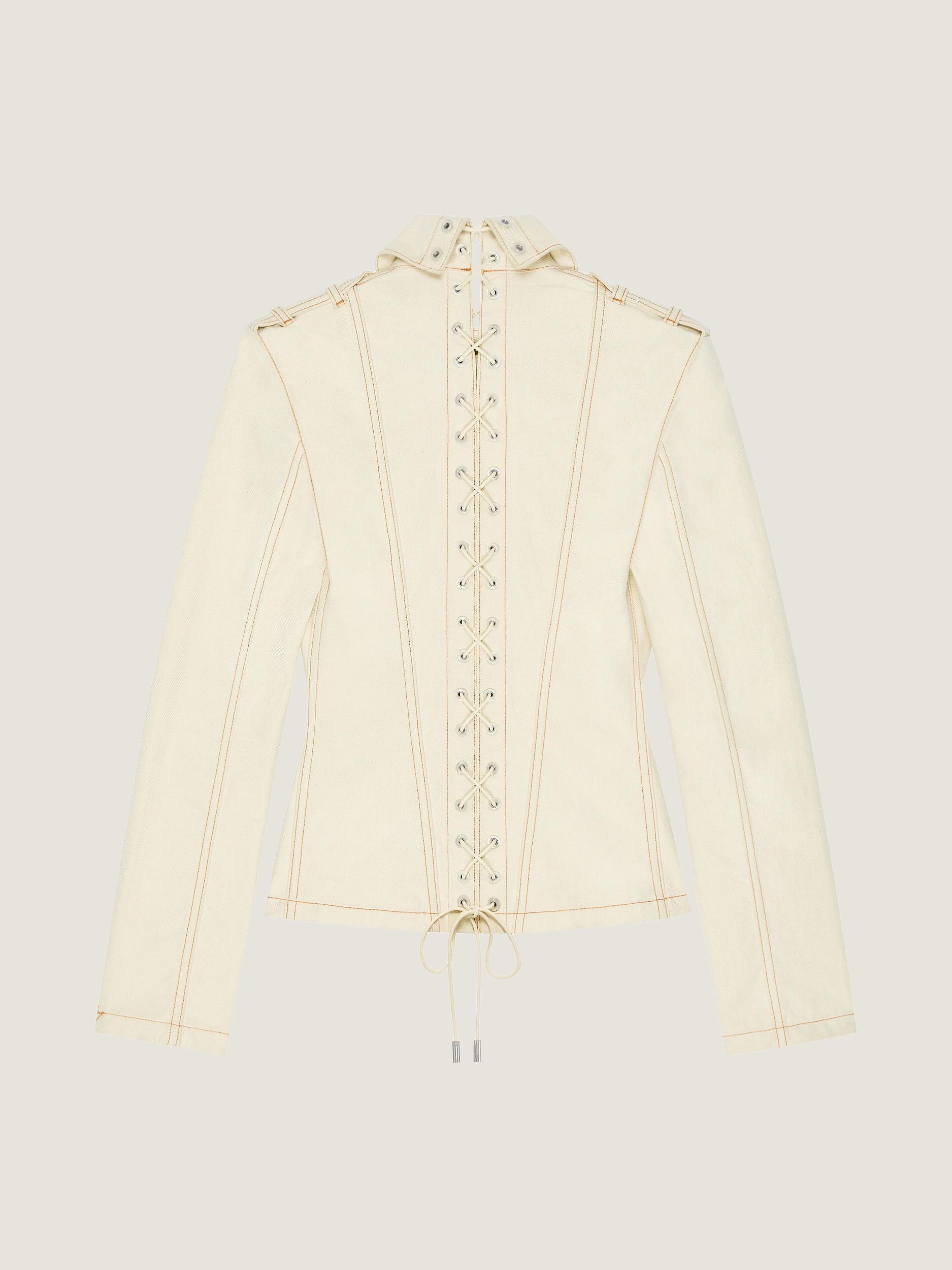 Slim fit jacket in denim with laces Product Image