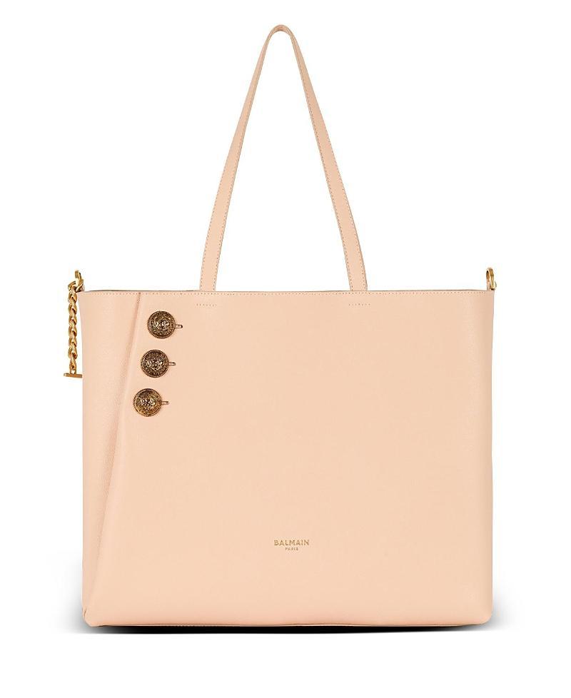 Balmain Womens Embleme Grained Calfskin Tote Bag Product Image