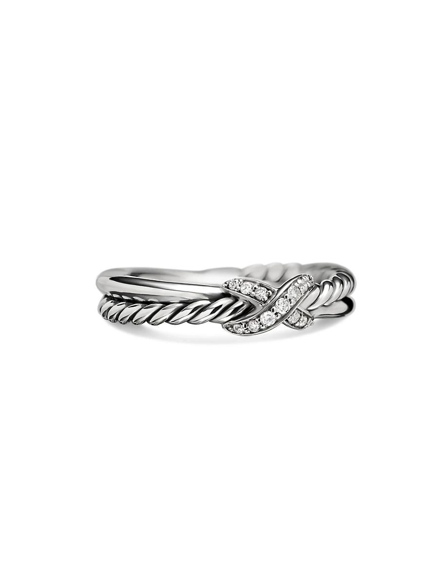 Womens Petite X Ring with Pav Diamonds Product Image