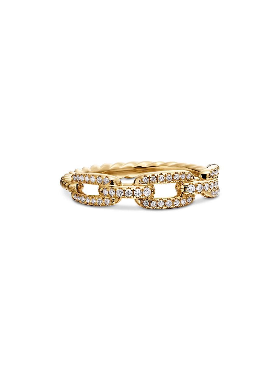 Womens Stax Chain Link Ring in 18K Yellow Gold with Pav Diamonds Product Image