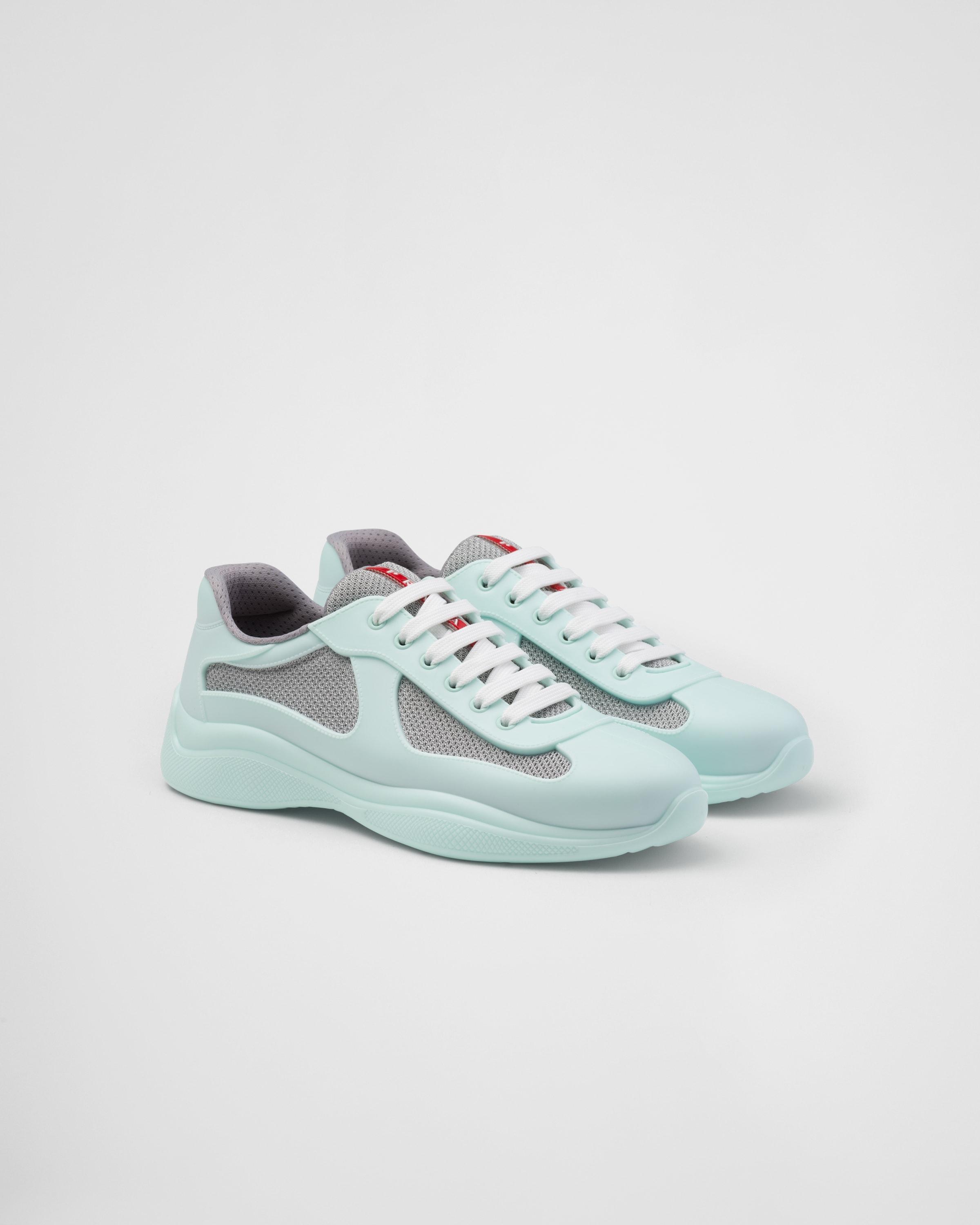 PRADA Men's America's Cup Soft Rubber And Bike Fabric Sneakers In Mint Product Image