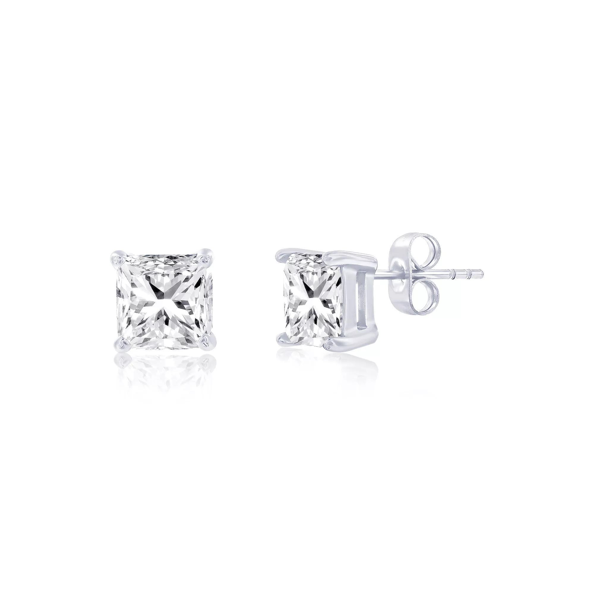 10K Gold 1/8 Carat T.W. Diamond Square Earrings, Women's, Pink Product Image