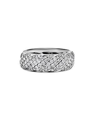 Sculpted Cable Ring with Diamonds in Silver, 7.5mm Product Image