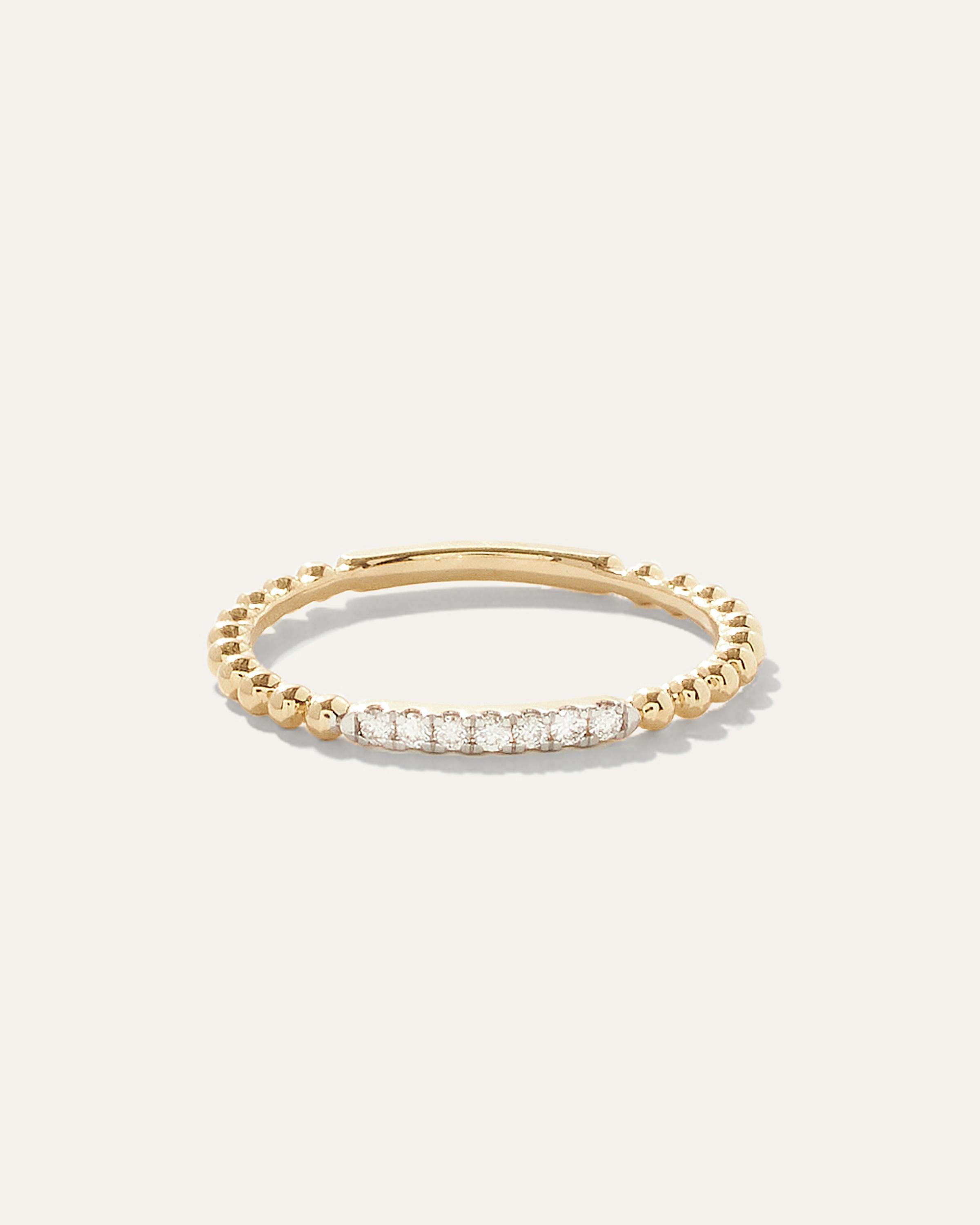 14K Gold Diamond Beaded Band Product Image